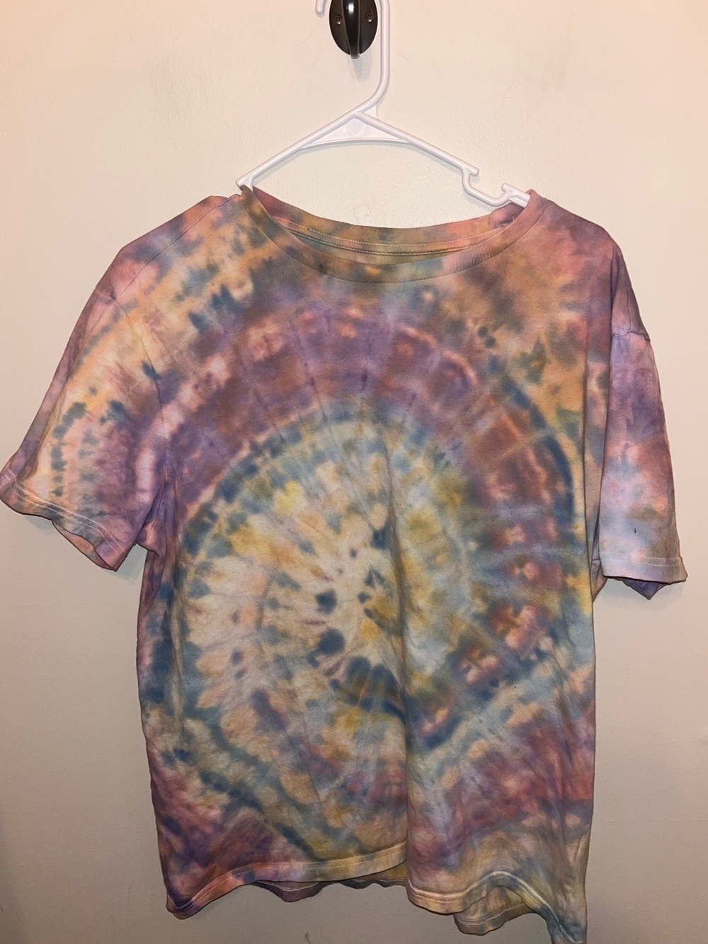 Custom Made Tie-Dye Short Sleeve Tee - Multicolor Size L Pastel Fall Colors